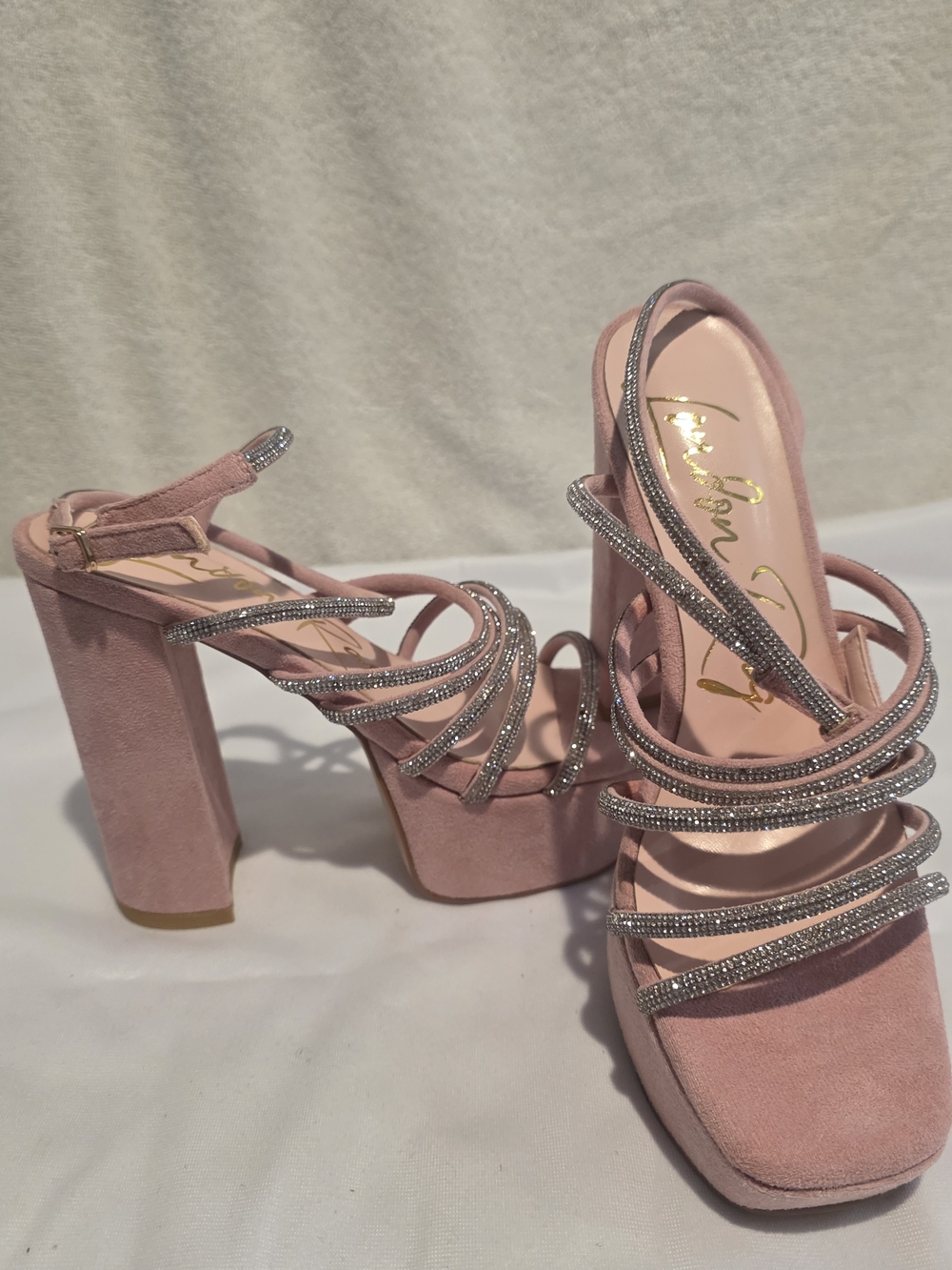 London Rag Pink Strappy Platform Block Heel Sandal - Picture 2 of 10